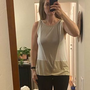 NEUTRAL COLOR BLOCK TANK - MIXED MATERIAL
